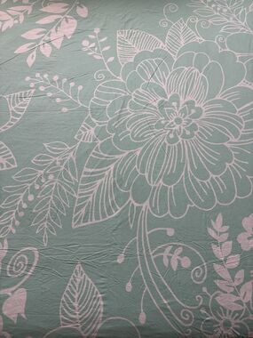 PBteen Full/Queen 100% Cotton Aqua/White Floral Duvet Cover Button Closure